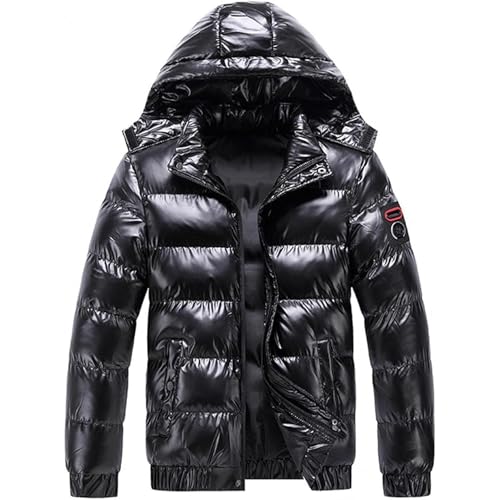 Maiyifu-GJ Men's Metallic Hooded Puffer Jacket Winter Warm Down Jackets Full Zip Alternative Quilted Padded Coat - Main Image