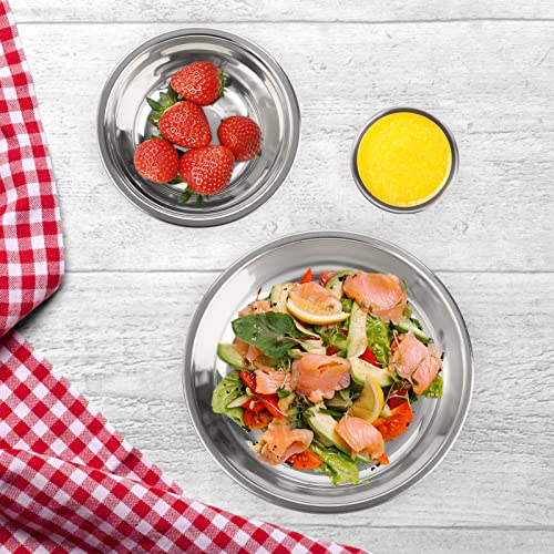 image for TOPZEA Set of 26 Stainless Steel Camping Plates and Bowls, Camping Mes