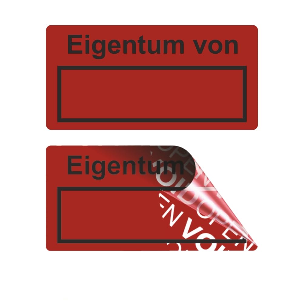 Void Open Sigillo – Etichette di sicurezza senza residui "Proprietà di" su rotolo – 40 x 20 mm – rosso (1000)