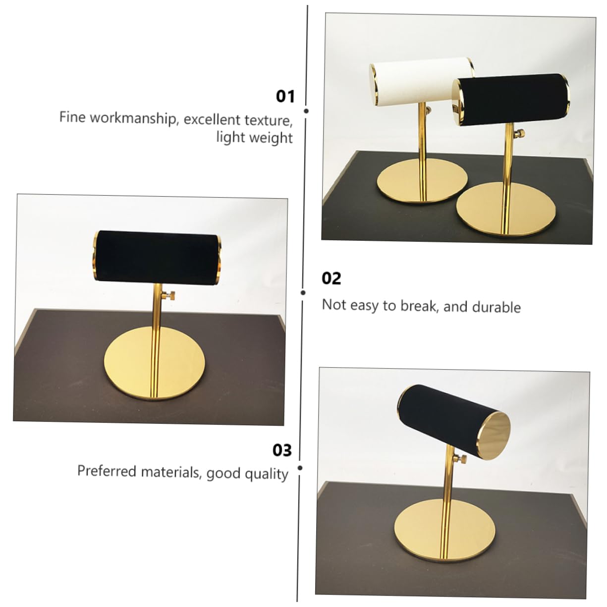 Healeved Espositore per Orologi in Acciaio Inox Flanella Nera, Supporto Pratico per Conservazione e Presentazione su Tavolo da Bellezza o Negozio