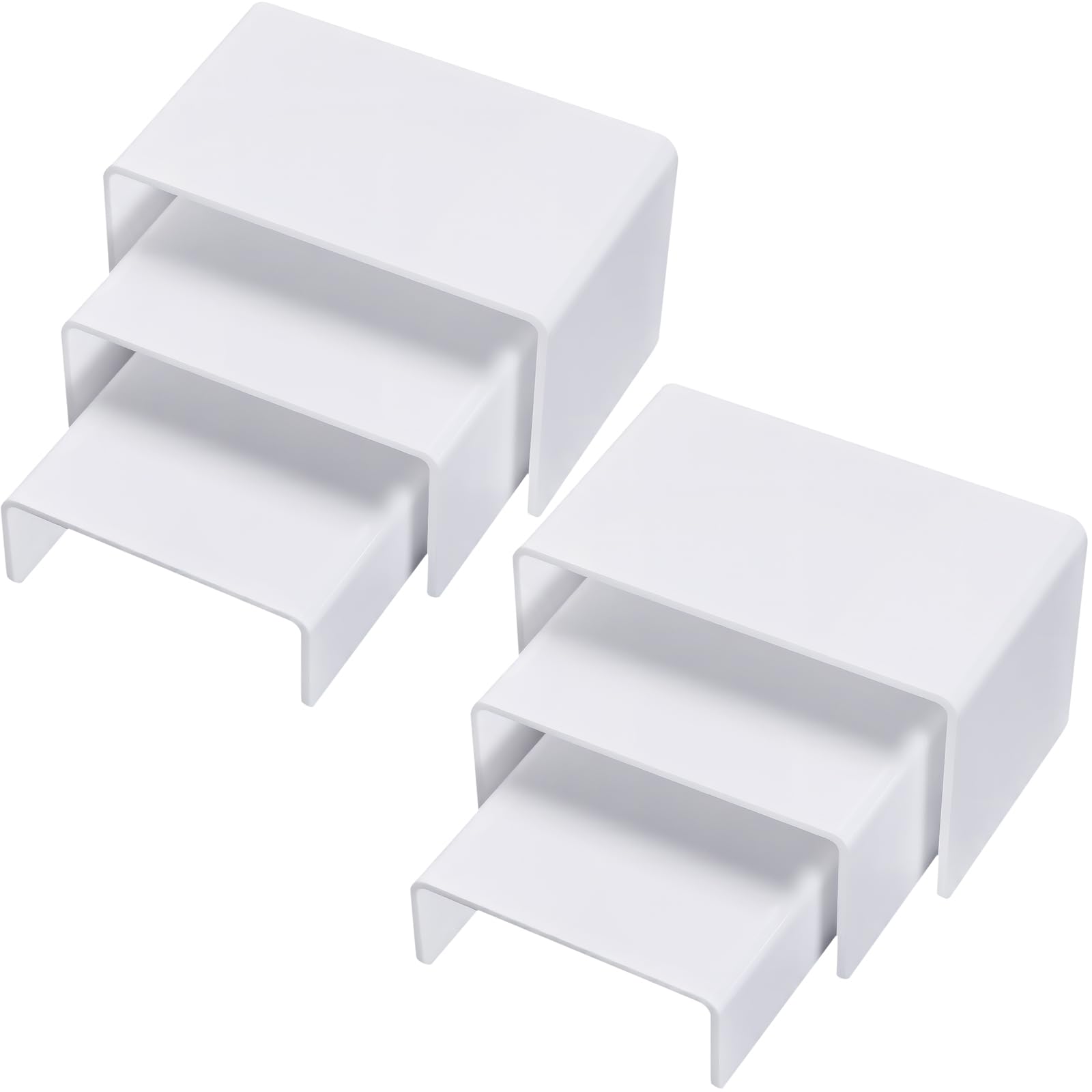 Chuangdi 2 Sets Acrylic Display Risers, Figure Stand, White, Small Set