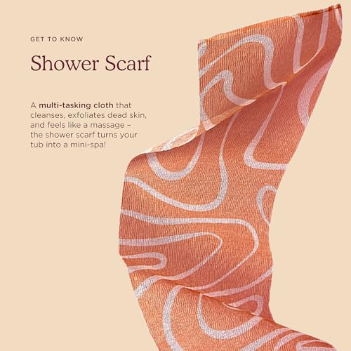 Image of HANNI Extra-Long Shower Scarf, Japanese-Inspired Exfoliating Body Scrubber, Loofah-Like Wash Cloth for Dead Skin Removal (Pack of 2)