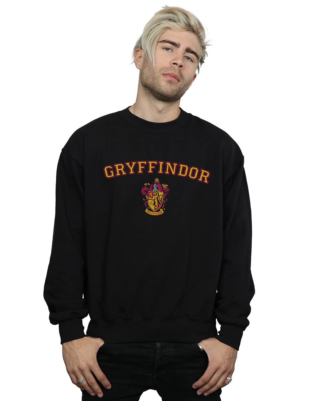 Absolute Cult Men's Black Harry Potter Gryffindor Crest Sweatshirt Large