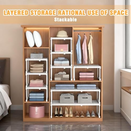 Image of KRLZ Expandable Closet Shelf Divider - Heavy Duty Storage Organiser Rack for Kitchen, Bathroom & Bedroom - Tension Shelf Separator for Efficient Closet Organization