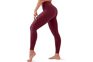 High Waisted Yoga Leggings with Tummy Control, the Perfect Burgundy Pants for Any Activity