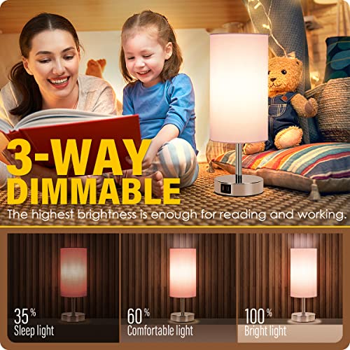 image for Yarra-Decor Bedside Lamp with USB Port - Touch Control Table Lamp for 