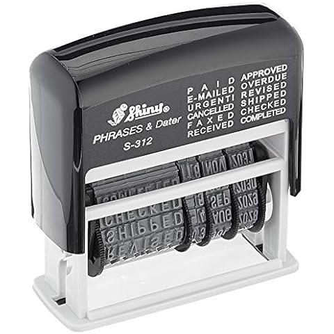 Shiny S-312 Self-Inking Date Stamp with Phrases Cover