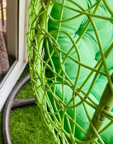 Image of Single Seater Swing Chair with Stand and Cushion Hammock Swing for Adult Outdoor Indoor Garden Living Room Balcony Hanging Chair (Green)
