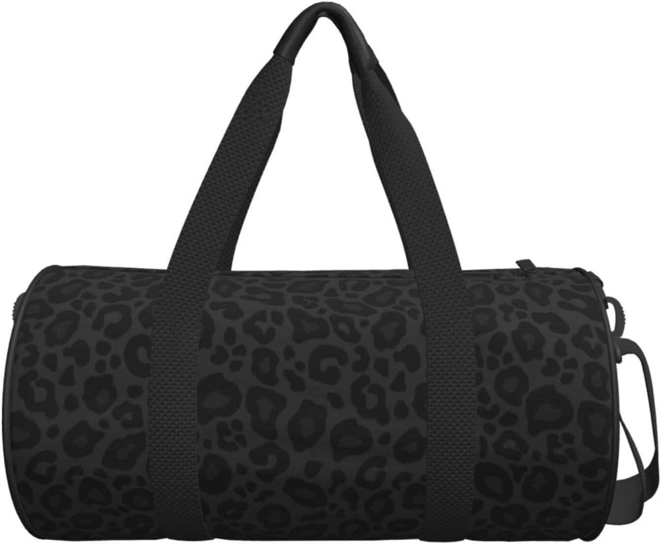 Leopard Print Black Background Sports Gym Bag Travel Duffel Bag Shoes Compartment For Men Women Foldable Lightweight Yoga Gym Sports Bag - Image 8