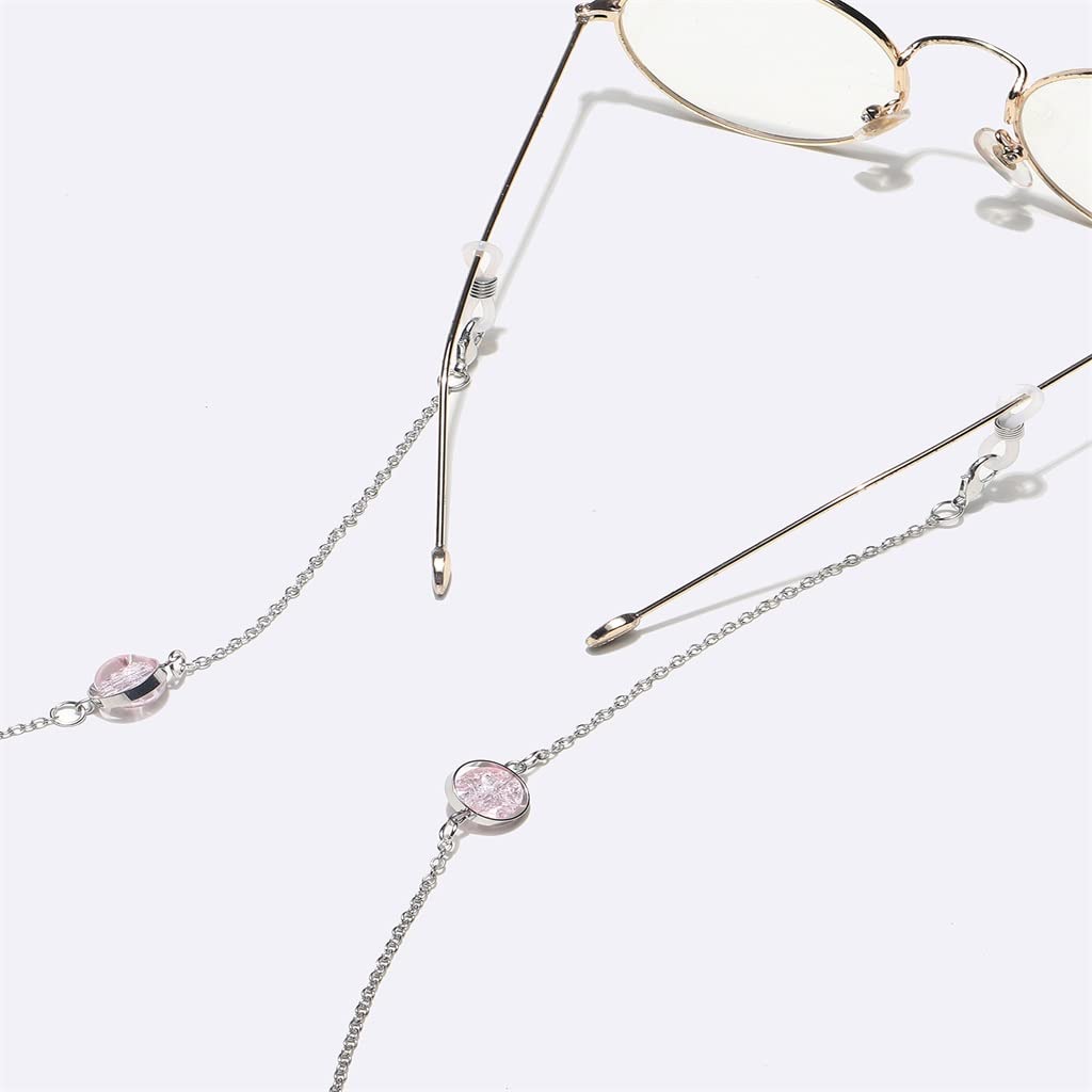 Zweiteiliges Set, Brillenkette, Kupferkette, rosa Rissperlen, Brillenseil (D Talla ?nica)