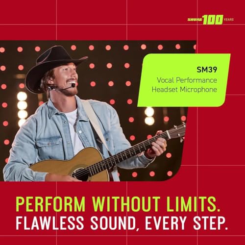 Image of Shure SM39 Headset Microphone - Vocal Performance Cardioid Headworn Mic compatible with Axient Digital, Secure Low Profile Fit, Ergonomic Design, Indoor /Outdoor Windscreens, Sweat Resistant (SM39-TQG)