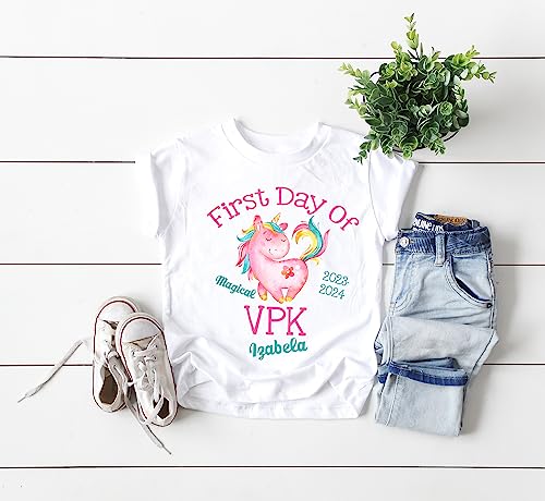 First Day Of VPK Shirt For Girl Personalized With Name And School Year Unicorn3