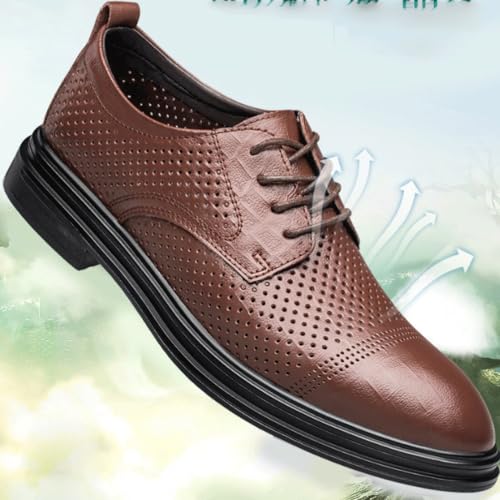 Comfort Orthopedic Mens Oxford Dress Shoes Burnished Leather Lace-Up Pointed Toe Rubber Sole Office Business Footwear3