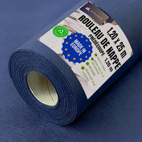 NATUARTE, Rouleau de Nappe, 1.18 m x 25 m, Nappe Intissè, PRÉDÉCOUPE Tous Les 1,20m, Jetable,...