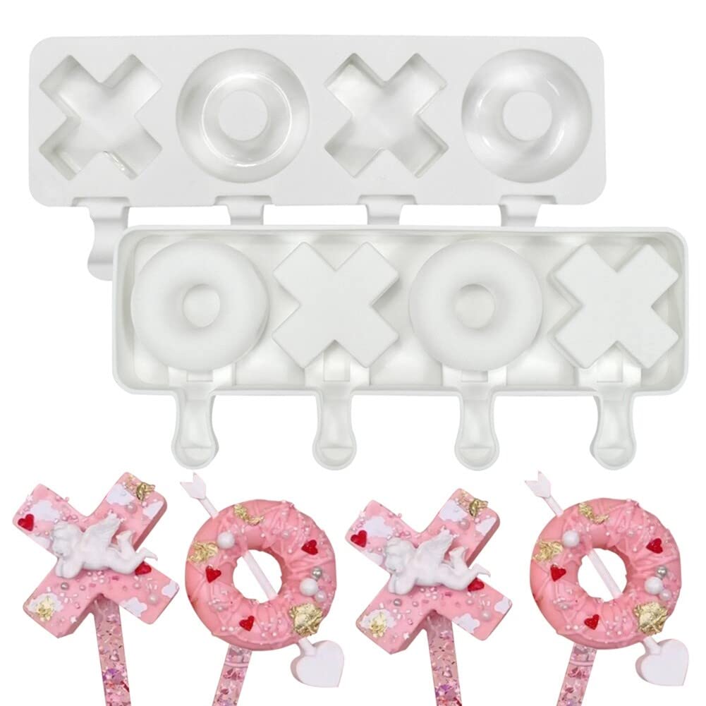 Eforcase Popsicles Molds, Cake Pop Mold 4 Cavities Ice Pop Cakesicle Molds Silicone Ice Cream Mold, Silicone Popsicle Molds, Ice Pop Mold, Cute Ice