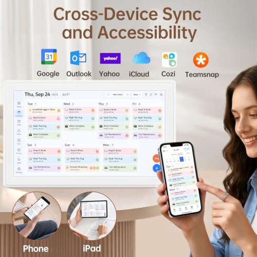 21.5" Digital Calendar Wall Touch Screen, Chore Chart, Photo Frame, Bases - Image 3