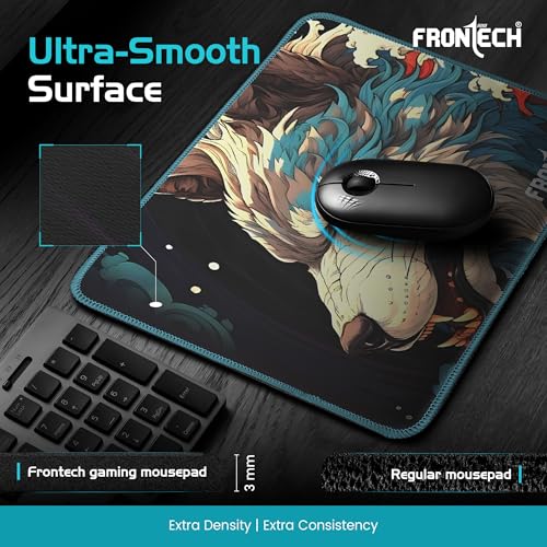 Image of FRONTECH Gaming Mouse Pad | 300mm x 250mm x 2mm | Ultra-Smooth Micro-Textured Surface | Non-Slip Rubber Base | Stitched Edges (MSP-0063 Blue)