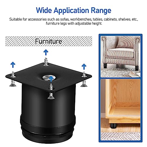 ULTECHNOVO 8 Pack 2 Inch Adjustable Furniture Feet with Mounting Screws Heavy Duty Table Legs for Cabinet Sofa Desk Bed Durable Round Adjustable Table Feet for Home Office Use - Image 4