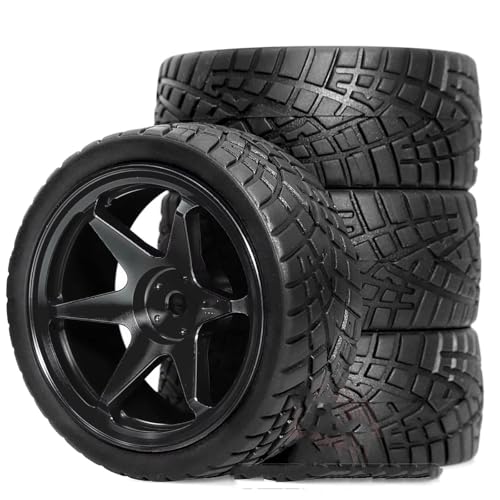 RC�J�[�̃^�C�� For Tamiya For TT01 For TT02 XV01 TA06 A959 PTG2 For HPI For KYOSHO 1/10 RC�J�[�p�[�c �^�C�� �A���~�z�C�[�� �O�a2.56�C���` 4��(Black)