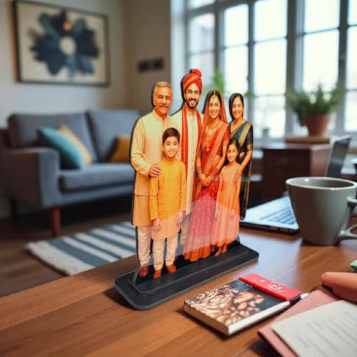 Image of Personalized Wooden Cutout Photo Stand- Customized Picture Display - Unique Gift for Special Occasions (Family)