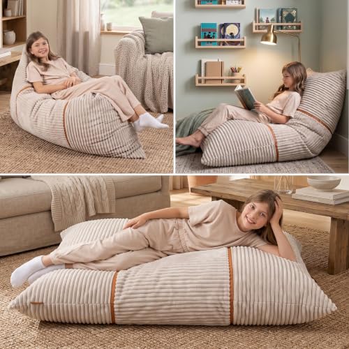 Image of Big Joe Turnabout 3-in-1 Convertible Kids Bean Bag Chair, Vanilla Latte