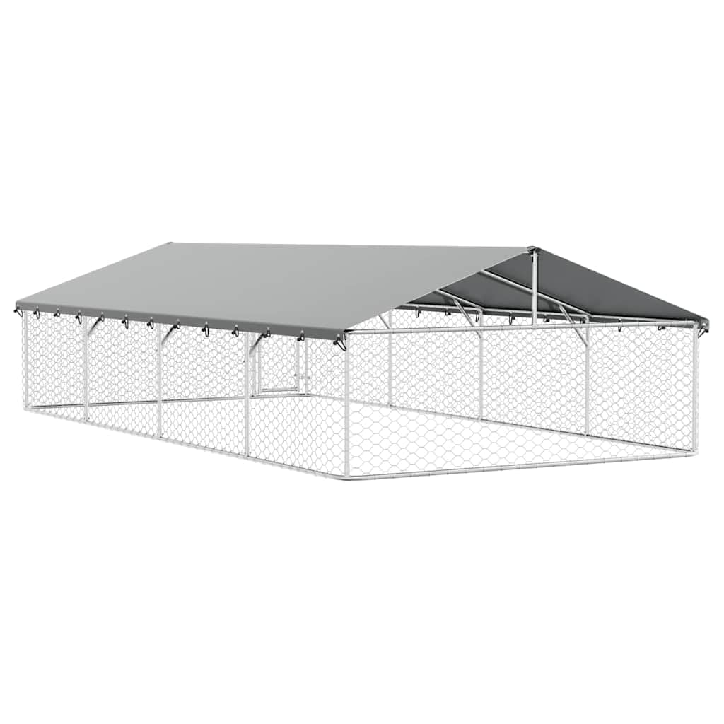 Hundezwinger Mit Dach 600x300x150 cm | Verzinkter Stahl, abschließbare Tür, PE-Dach, für Hunde und Kleintiere
