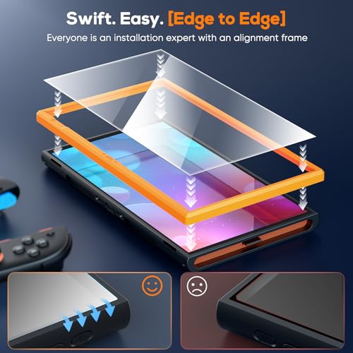 Image of Auarte [5 Dust Plug 4 Pack Screen Protector for Nintendo Switch 2 Console 2025 with Alignment Frame, HD Clear Tempered Glass Skin Accessories for Nintendo Switch 2 Screen Protector, 7.9 inch