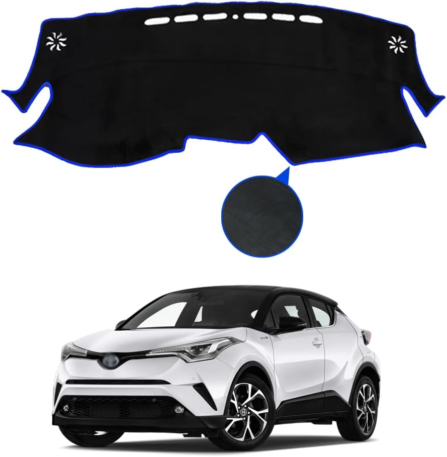 BEERTE Black Car Dashboard Cover for Toyota CHR 2017-2024 2025 Protector Sunshield Cover Dash Mat Pad ch-r Center Console Cover (Flannel)
