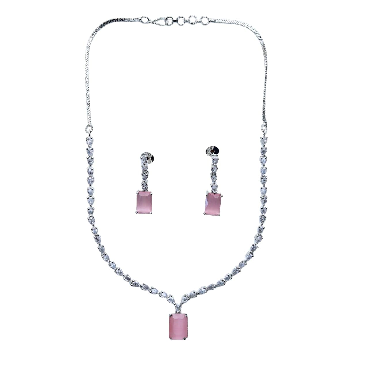 American Single Diamond Silver Neckless Set (Light Pink) (B0D2P2PD75) Amazon Price History, Amazon Price Tracker