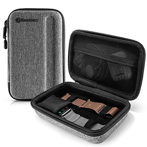tomtoc Travel Carrying Case for iWatch SE Series 7/6/ 5 / 4 / 3, Compatible with 5 Bands & Cable & Accessories, Portable Protective Storage for iWatch 40 and 44mm