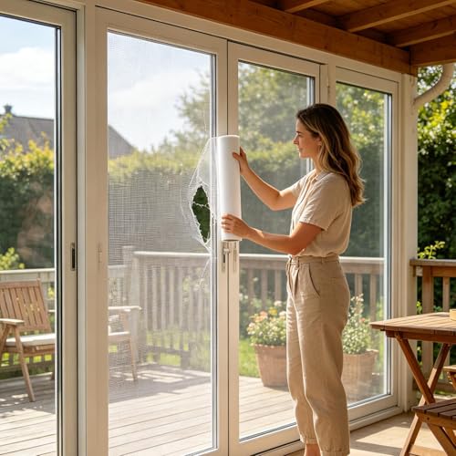 Cinta para mosquiteras autoadhesiva de malla cortable para reparar ventanas en casa 3