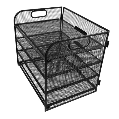 BUTIFULSIC Metal Mesh Desktop File Organizer with Handle Sleek Storage for Papers Documents and Office Supplies Desk Organizer for Home School and Office Black