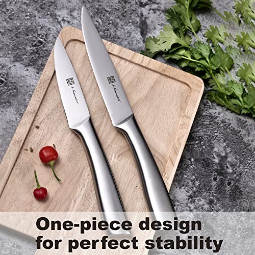 Kitchen Knife Set, 13 Pieces Stainless Steel Knife Sets for Kitchen with Block, Acacia Wood Knife Block Set with Sharpener, Gift Box Packed, Silver. - Image 3