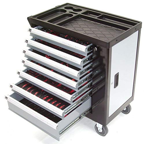 Werkstattwagen Werkzeugwagen inkl. Werkzeug 259tlg. Werkzeugsatz gefüllt B6195, inkl. 7-Fächer befüllt CR-V Werkzeugsatz, Werkzeugwagen 7 Fächer + Türfach AWZ – Bild 4