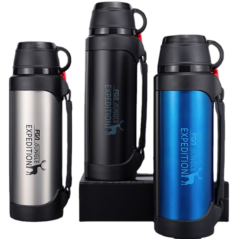 Thermoskanne mit großem Fassungsvermögen für den Außenbereich, tragbarer Autokessel, tragbare Camping-Thermoskanne, Blau 2500 ml