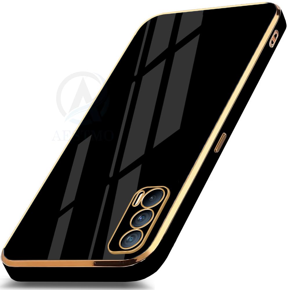 AESTMO Silicone Back Case Cover For Realme X7 5G Back Cover, Gold Electroplating Chrome, Raised Edges, Super Soft-Touch, Bumper Back Case For Realme X7 5G (Gold & Black) (B0C2PQTWWP) Amazon Price History, Amazon Price Tracker