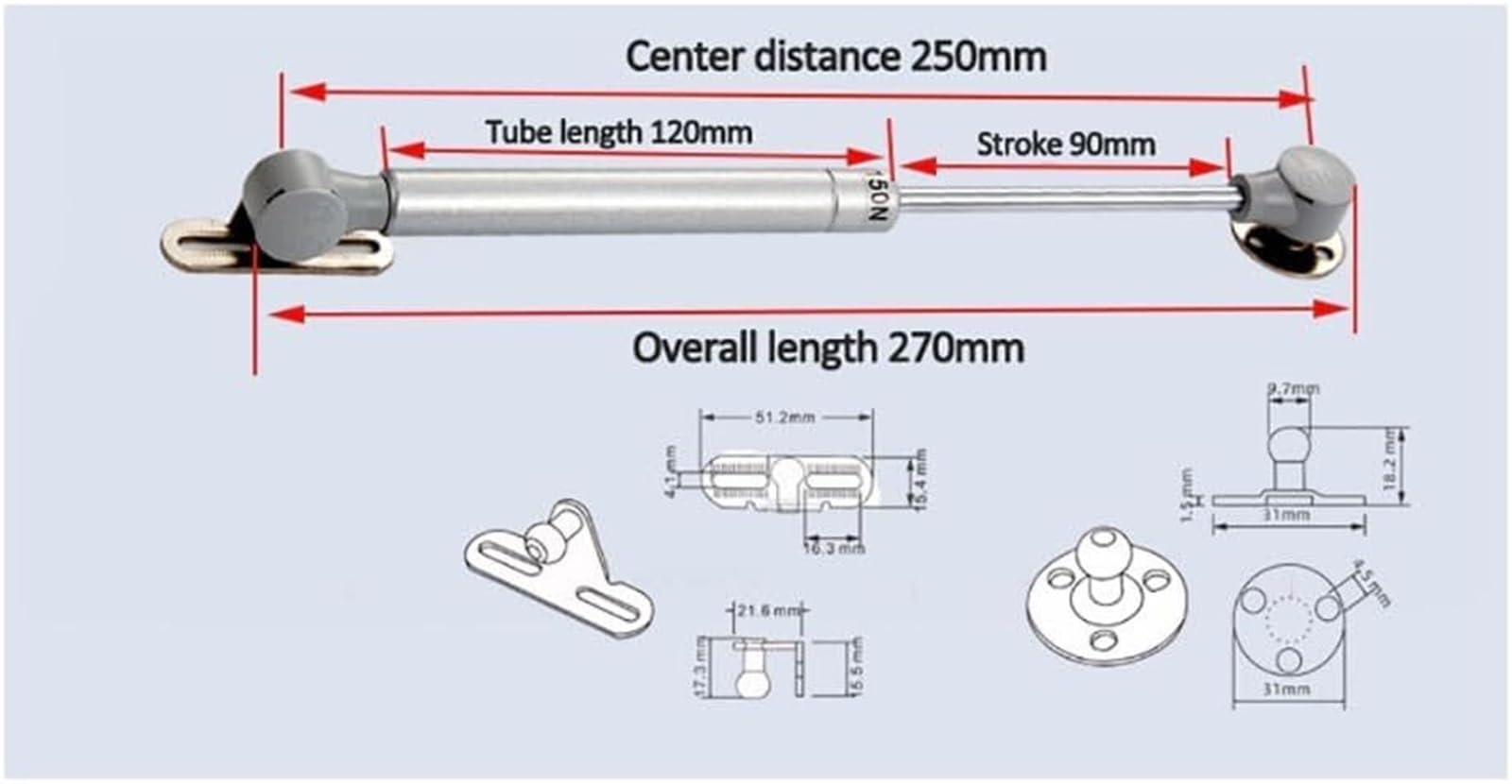 Siłownik hydrauliczny z siłownikiem gazowym, zawias z cichym domykiem, Zawiasy sprężynowe do drzwi szafek, 2 szt. amortyzatorów, ciężka pokrywa pneumatyczna z 2 teleskopowymi prętami(Orange,50N)