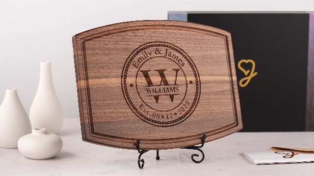 Tabla de cortar rectangular de madera personalizada miniatura 7