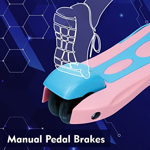 Image of WISHKEY Rooster Kick Scooter for Kids, Stylish Foldable Scooter for Girls with Adjustable Handle, Lightweight Easy to Steer with PP Glass Frame, Pink, 3+ Years (Pack of 1)