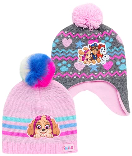 Nickelodeon Girls' Paw Patrol Winter Hat - 2 Pack Paw Patrol Pom Pom Beanie (Toddler)