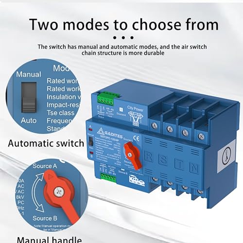 Image of Automatic Transfer ATS 125A - Single Phase Emergency Power Transfer Switch | Auto Generator Changeover | Backup Power Controller for Home /Business (3 PHASE CHANGE OVER)