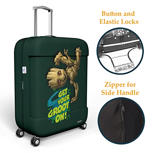 Image of Heart Home Marvel I Am Groot Luggage Cover|Polyester Travel Suitcase Cover|Washable|Stretchable Suitcase Protector|18-22 Inch|Small (Green)