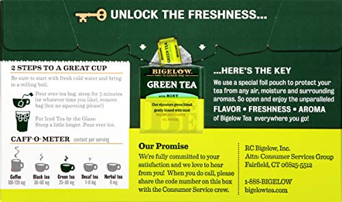image for Bigelow Tea Bigelow Green Tea with Mint, Caffeinated, 20 Count (Pack o
