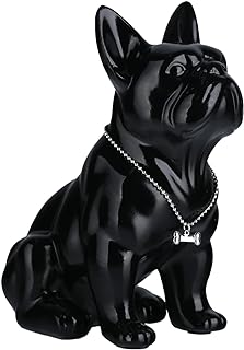 suruim Luxury French Bulldog Statue Collection - Gold/Silver/Black Chrome Dog Sculpture, Decorative Dog Statue for Home Decor & Gift (Black, 9 in)
