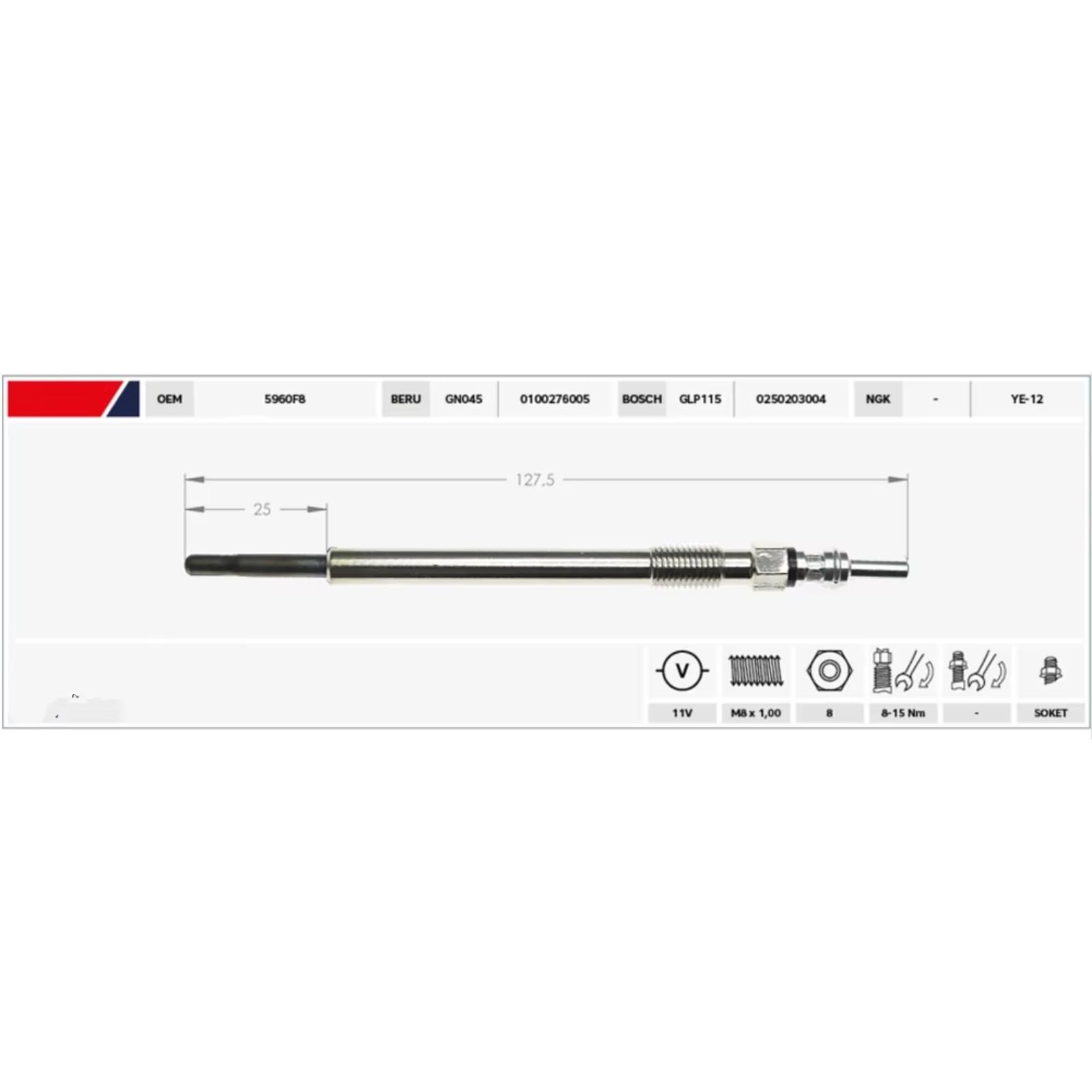 Auto Candele Diesel Compatibile con Citroen per C6 2008 2009 2010 2011 2012 2013 Set di candelette per riscaldamento facili da installare 4 pezzi Ricambi auto 596076