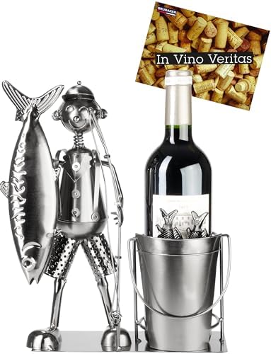 BRUBAKER Porte-Bouteilles à Vin 'Grande Prise' Pêcheur - Décorati...