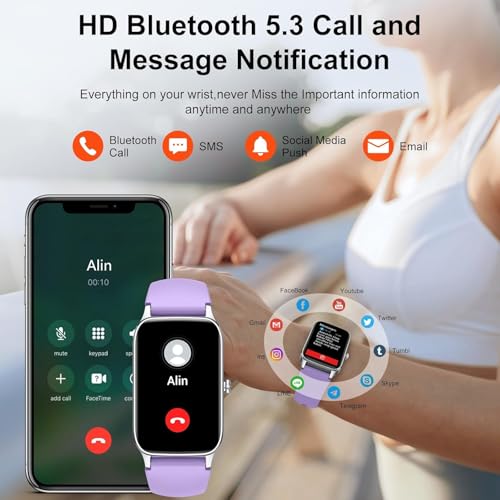 Image of Smart Watch for Men Women, 1.57 inch Smartwatch (Answer /Make Call) , Fitness Tracker with 110+ Sport Modes, Heart Rate /Sleep Monitor, IP68 Waterproof, Bluetooth Calls, Smartwatches for Android iOS Purple