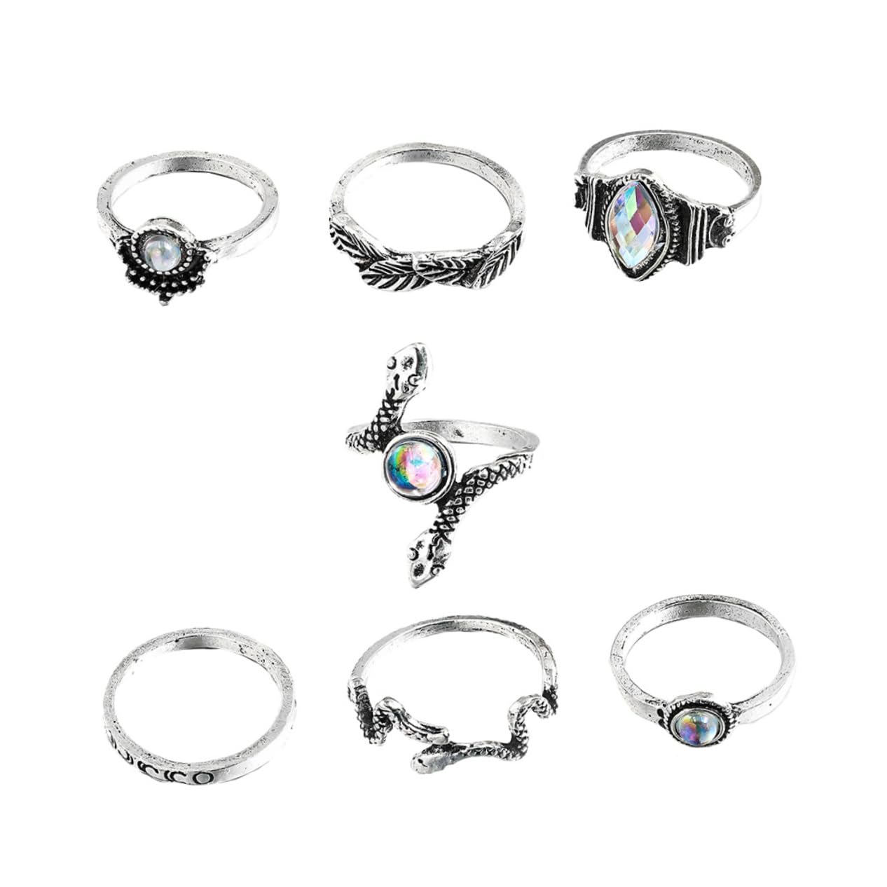 Collection de bijoux empilables mignons bagues de doigt réglables - 8