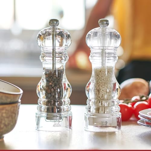 PEUGEOT 32456 Nancy 18 cm Wet Salt Mill, Acrylic, 5.9 x 5.9 x 17.5 cm