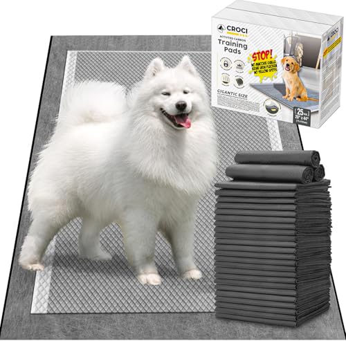 Croci Super Nappy Carboni Attivi - Tappetini Igienici XXL per Cani 71x112 cm 25 pz - Traverse adesive Cani e Animali, per Pipi Cane e Gatto Ultra Assorbenti USA e Getta, Antistrappo e Antiodore